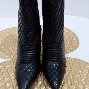 Rouge Helium Quilted Black Ankle Booties